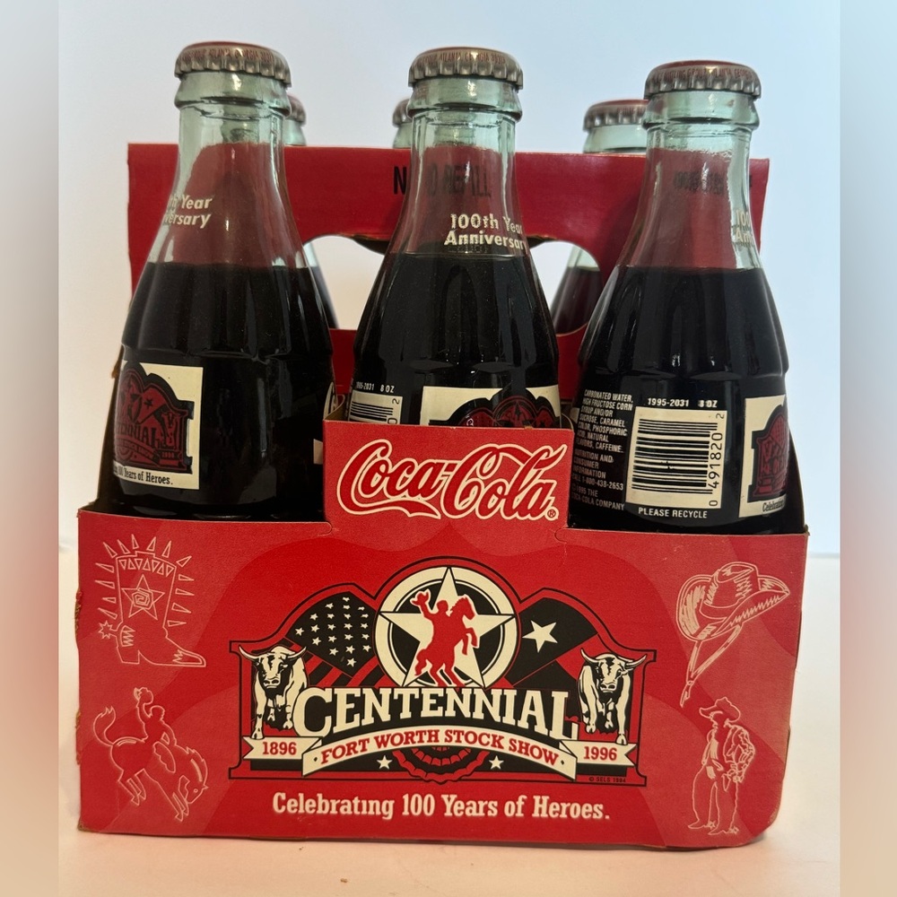 6pk unopened Coca Cola Centennial Fort Worth stock Show 1995